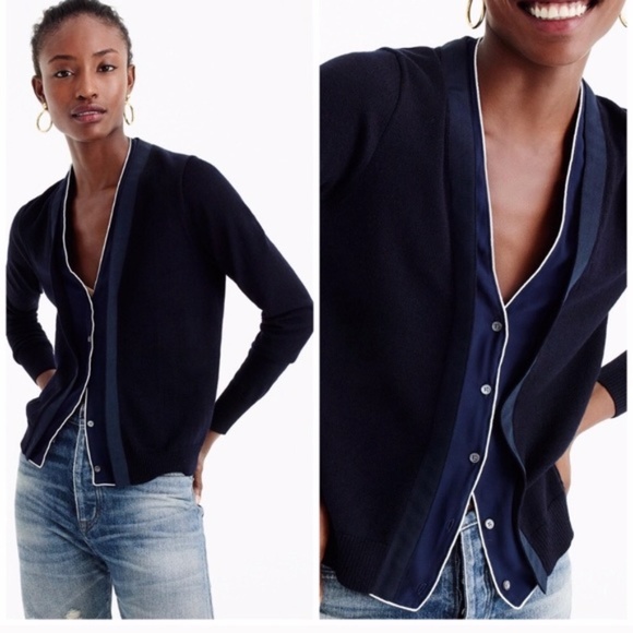 J. Crew Women’s Harlow Cardigan Navy Blue V - Neck - Picture 1 of 6